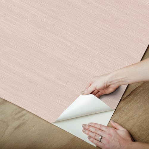 Society Social x WallPops Classic Faux Grasscloth Whisper Pink Peel and Stick - Image 5