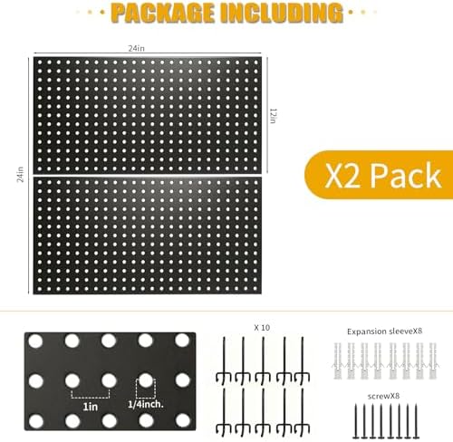 2 Pack Metal Pegboard Panels 24" x 12" - Image 4