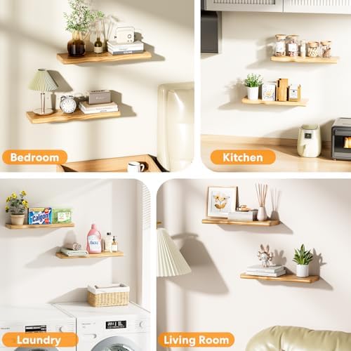 Organic Wavy Edge Floating Shelves, Hidden Brackets, 2 Pack 24 in - Image 5