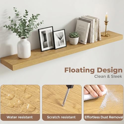 55 Inch Floating Shelves for Wall, Oak Finish - Image 4