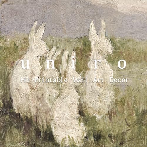 uniro Abstract Easter Bunnies Wall Art Decor, Animal Rabbit Drawing Etching - Image 6