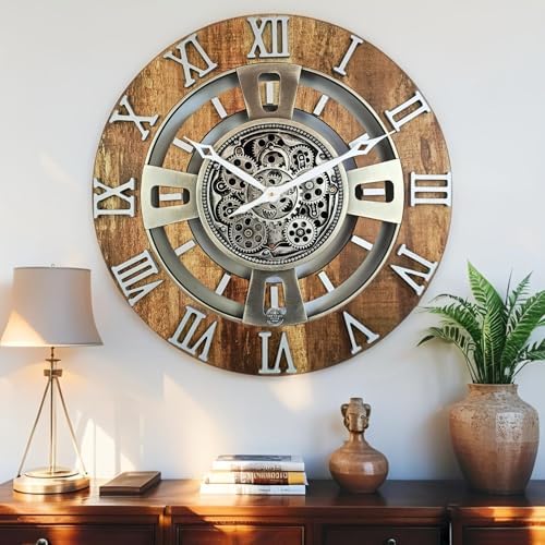 ImprovingLife The Gears Clock Real Moving Gear Wall Clock England Line) - Image 2