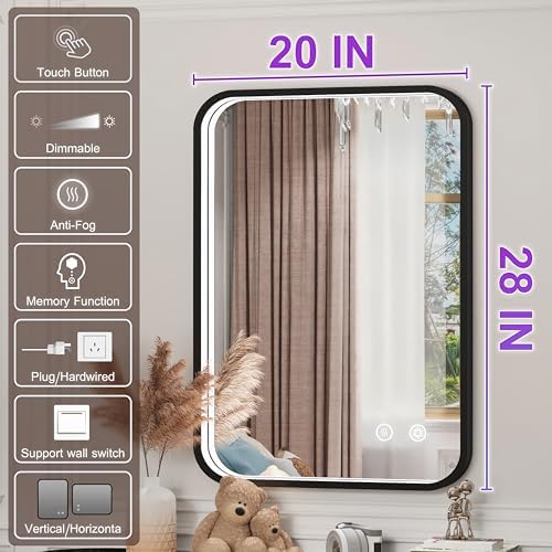 20"x28" Black LED Bathroom Mirror - Image 6