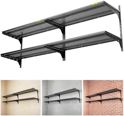 Aecxm 2-Pack 2 Tier 1.3x3ft Garage Shelving Wall Mounted, 500lbs Load by AECXM