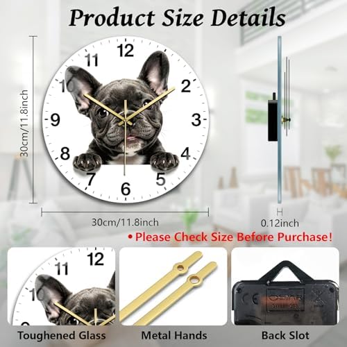 peacoblue Bulldog Wall Clocks Battery Operated - Image 2