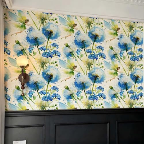 Stickorama Watercolor Blue Poppy Fairy Peel and Stick Wallpaper Self Adhesive - Image 2