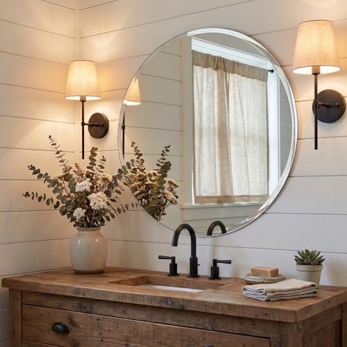 24 Inch Round Frameless Bathroom Mirror - Image 2