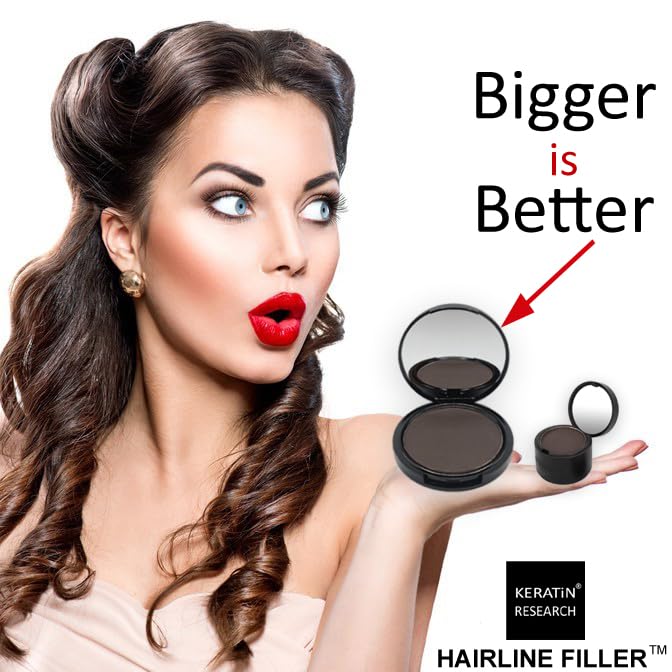 KERATIN RESEARCH Hairline Filler Unisex Mineral Powder Root Touch-Up Hair loss Concealer Scalp & Beard Bald Patch Coverage Fibers for Thinning Hair Waterproof Organic Natural look (MEDIUM BROWN, XL)