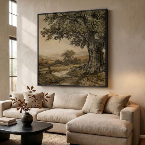 Extra Large Framed Vintage Tree Landscape Wall Art by MXART