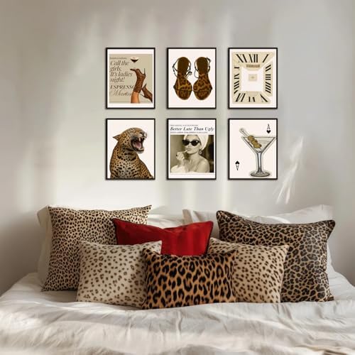 Mynotix Vintage Leopard Poster Set of 6, Trendy Cheetah Y2K Wall Art, Fashion - Image 2