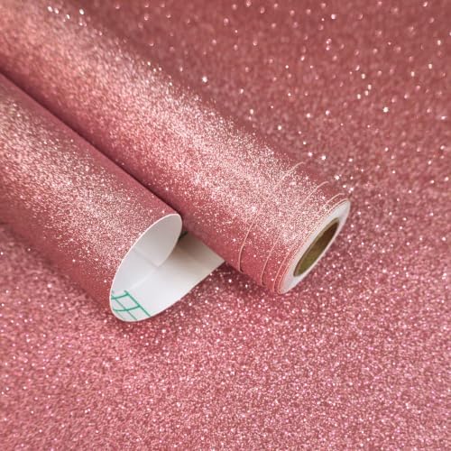 Rose Gold Glitter Wallpaper Sparkly Pink Contact Paper 15.7"x160" by EaseStick