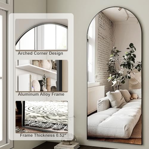HARRITPURE 64"x21" Full Length Mirror, Arched Full Mirror - Image 6