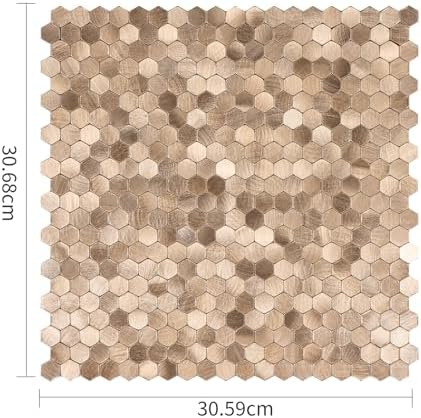 Select 5 Pack Hexagon Peel and Stick Backsplash Tiles, Brushed Gold - Image 2