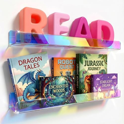 2 Packs 24 inches Iridescent Acrylic Shelves, Book Shelf by RORKIM