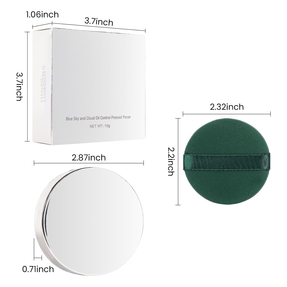 Oil-Controlled Matte Finish Powder: Silky, Skin-Adhering, Natural, Long-lasting, and Dimensional Pressed Powder Compact with Mini Powder Puff for Long-Lasting Makeup