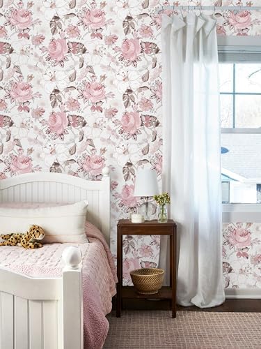 Hopepak Floral Peel and Stick Wallpaper Modern Pink Wall Paper Self Adhesive - Image 2