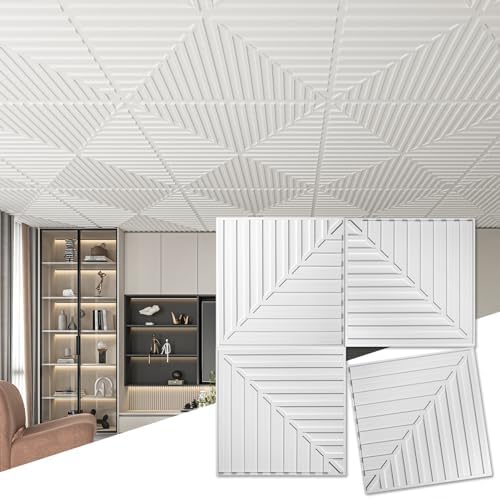 Art3d 12-Pack 2 x 2 ft 3D Textured Drop Ceiling Tiles, 24 x 24 in by Art3d