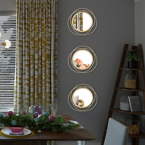 3 Set Sunburst Round Mirrors for Wall Decor Bedroom Bathroom - Image 4
