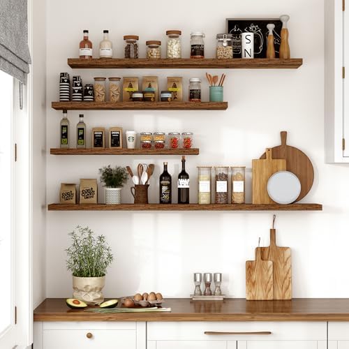Vivelove 10 Inch Deep Floating Shelves 30x10” Set of 2, Rustic Brown - Image 2