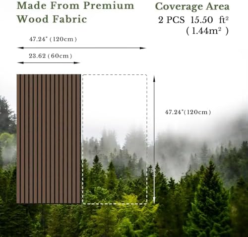 MISSDAY Wood Slat Acoustic Wall Panels, 2 Packs 47.2" x 23.6" Dark Walnut - Image 5