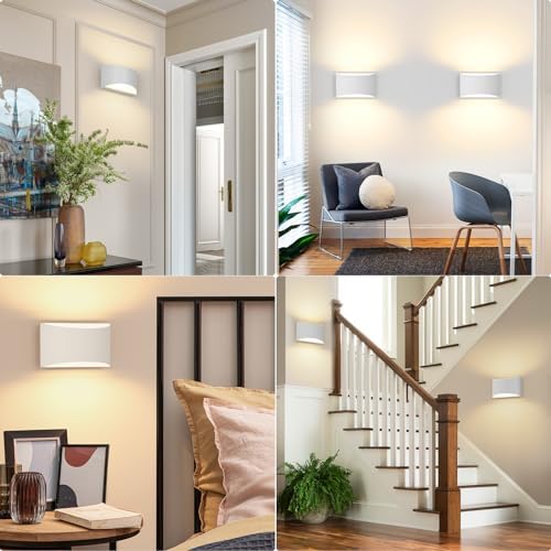 Modern LED Wall Sconces Set of 2, 3000K White Indoor Wall Light Fixture - Image 5