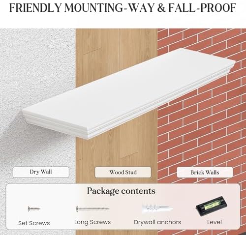 Fun Memories Floating Shelves 48 Inch Long, 9.3 Inch Deep Classic Crown Molding - Image 6