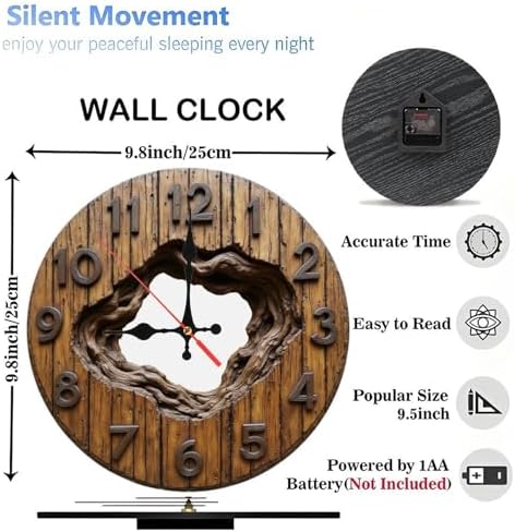 Dark Brown Root Hollow Round Wall Clock - Image 3