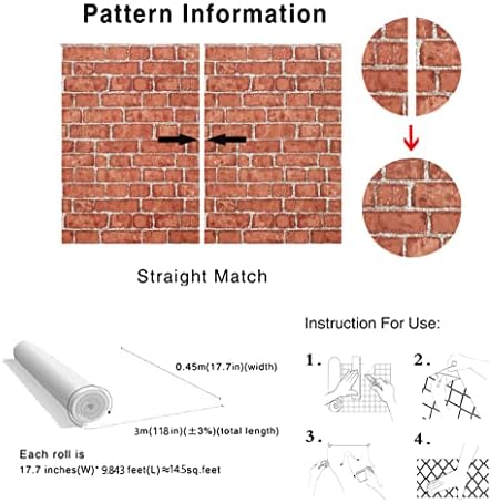 Cohoo Home Red Brick Wallpaper Peel and Stick Contact Paper Faux 118”×18” - Image 5
