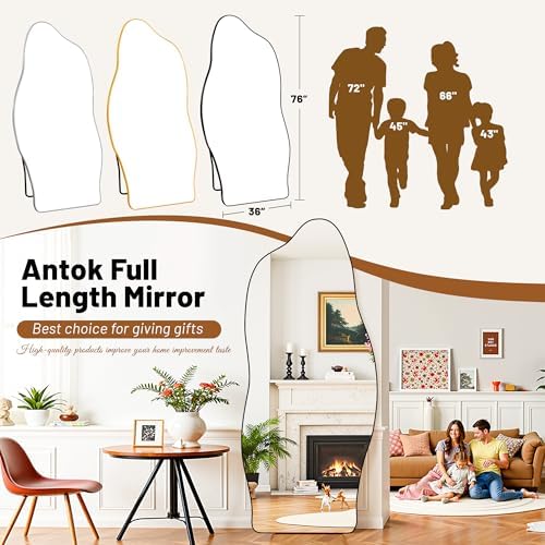 Antok Irregular Full Length Mirror, Standing Hanging Leaning Irregular Mirrors - Image 4