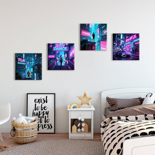 Gamer Canvas Wall Art Anime Pictures Wall Decor Futuristic Cyberpunk Room Decor - Image 6