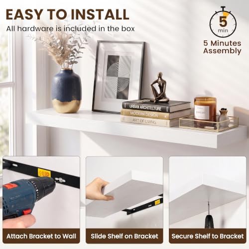 Acovy 16x8in Floating Shelves 2 Pack, Wall Mount Display Shelf - Image 5