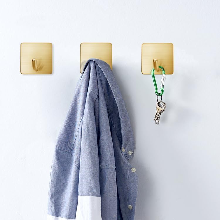 FOTYRIG Gold Self Adhesive Hooks Holds 15lbs-6 Packs - Image 5