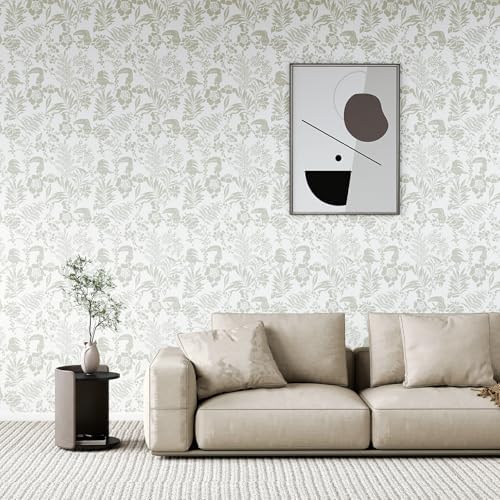 Tropical Botanical Peel and Stick Wallpaper – Green Floral Birds Removable - Image 3