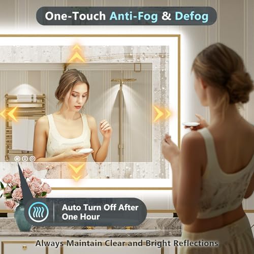72x32 Gold LED Bathroom Mirror - Image 5