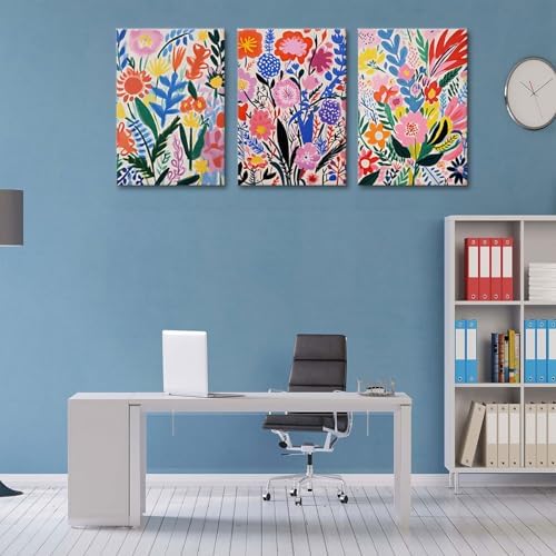 TBKHUDBI Henri Matisse Wall Art Colorful Floral Painting Canvas Prints Set of 3 - Image 5
