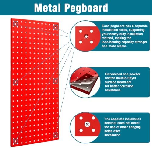 12 Pack 12-Inch X 24-Inch Metal Pegboard Wall Panels, Peg Boards - Image 3