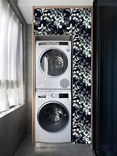 HAOKHOME Black Peel and Stick Wallpaper Bathroom Moody Green Botanical - Image 3
