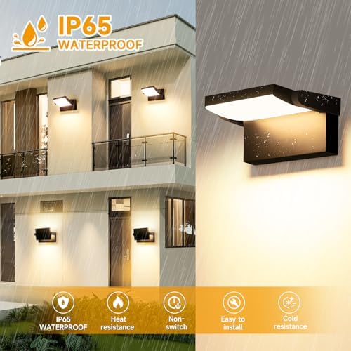 3 Pack Outdoor LED Wall Lights 40W 350°Rotation 3000K IP65 Waterproof - Image 3