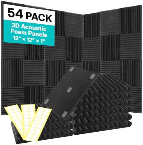 54 Pack Acoustic Foam Panels 12“ × 12” × 1" Egg Pattern Acoustic Wall Panels by WENGWEI