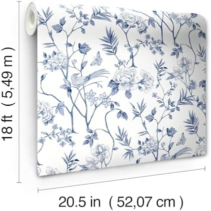 NuWallpaper Chinoiserie Garden Indigo Peel and Stick Wallpaper - Image 6