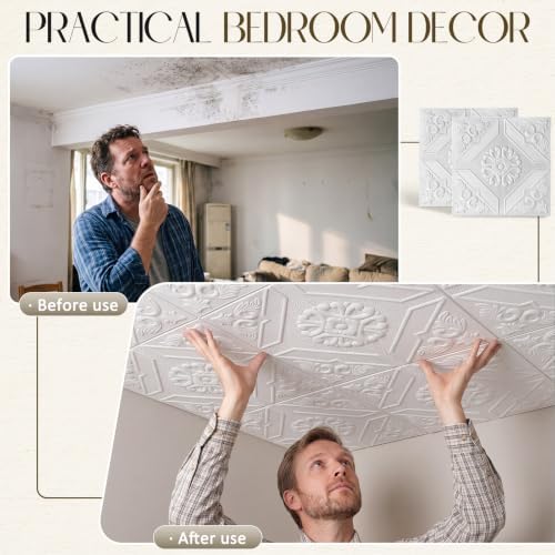 Nuanchu 40 Pcs 13.8 x 13.8 Inch Ceiling Tiles Peel and Stick - Image 4