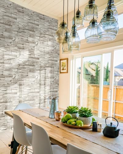 Jeweluck Faux Stone Wallpaper Peel and Stick Brick Wallpaper 17.7”×118.1” - Image 6