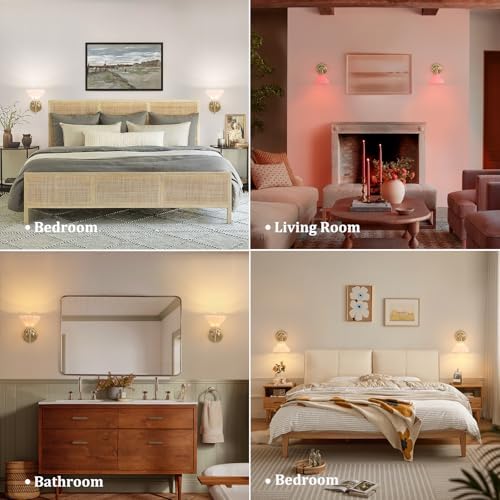Shenmoyl Battery Operated Wall Sconce Set of 2, Vintage Rechargeable Wall Lights - Image 2