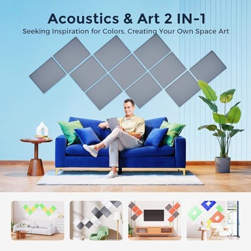12 Pack Self-Adhesive Acoustic Panels, 2nd Generation Sound Absorbing Panel - Image 5