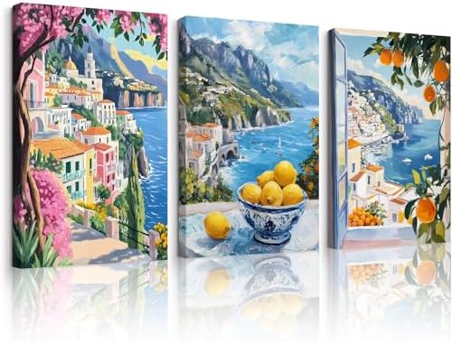 Italy Amalfi Coast Wall Art Posters Italian Travel City Canvas Wall Decor Italy by Unknown