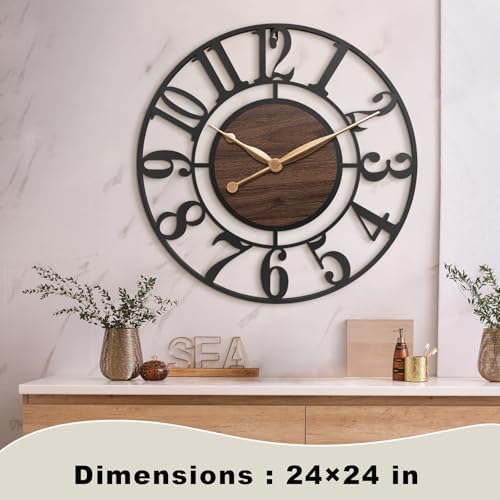 24 Inch Black Arabic Numeral Large Wall Clock - Image 2