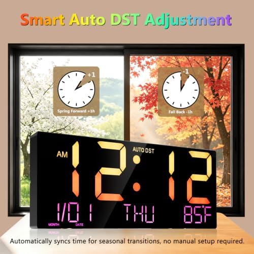 16" Large Digital Wall Clock: 11 RGB Color LED Display - Image 6