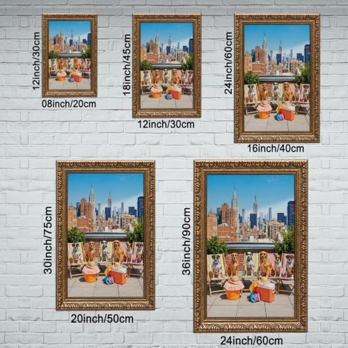 Framed Dogs NYC City Skyline Poster Canvas Print Art, Trendy Funky Wall Art - Image 3