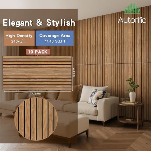 Acoustic Wall Panels, 10 Pack Sound Panels, 47.2”x23.6”, Rustic Teak - Image 2