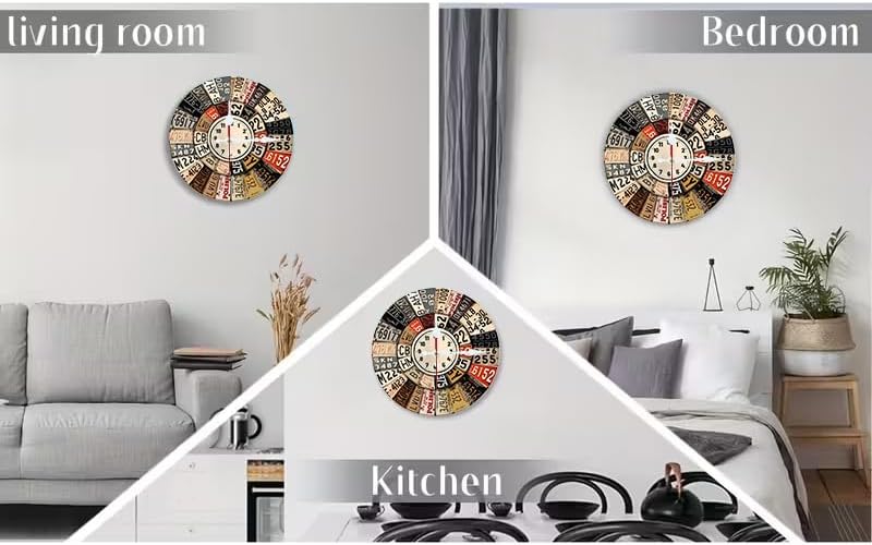 Vintage License Plate Timekeeper Clock 2D Art Print Silent Wall Clock, 10/12 - Image 4